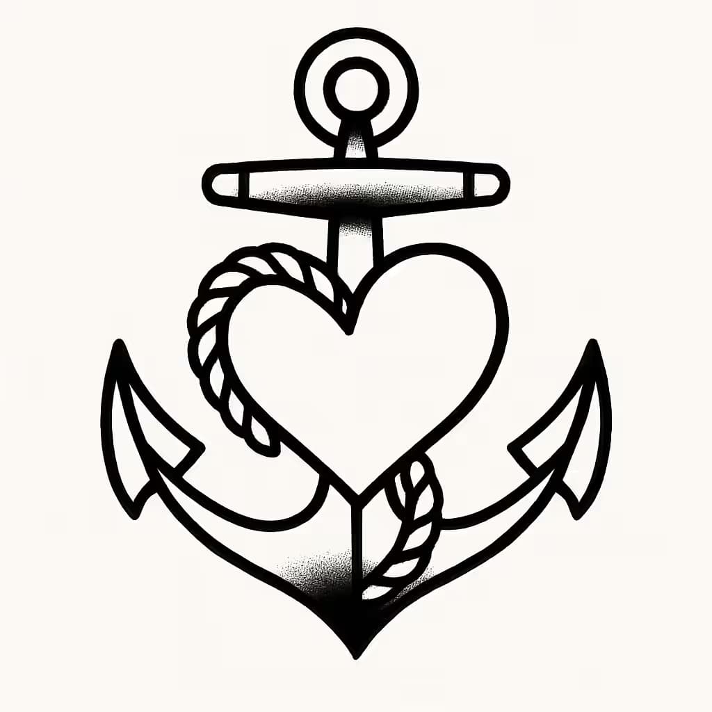 アンカータトゥーとハートのミックスデザイン