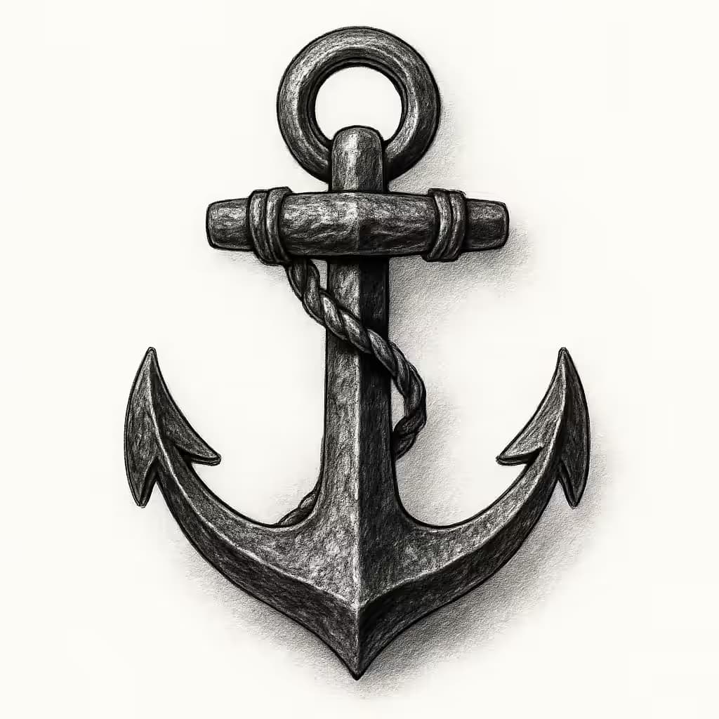 アンカータトゥー リアリズム金属質デザイン