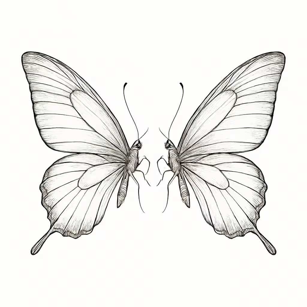 Butterfly Tattoo Fine-Line Pair Elegant Design