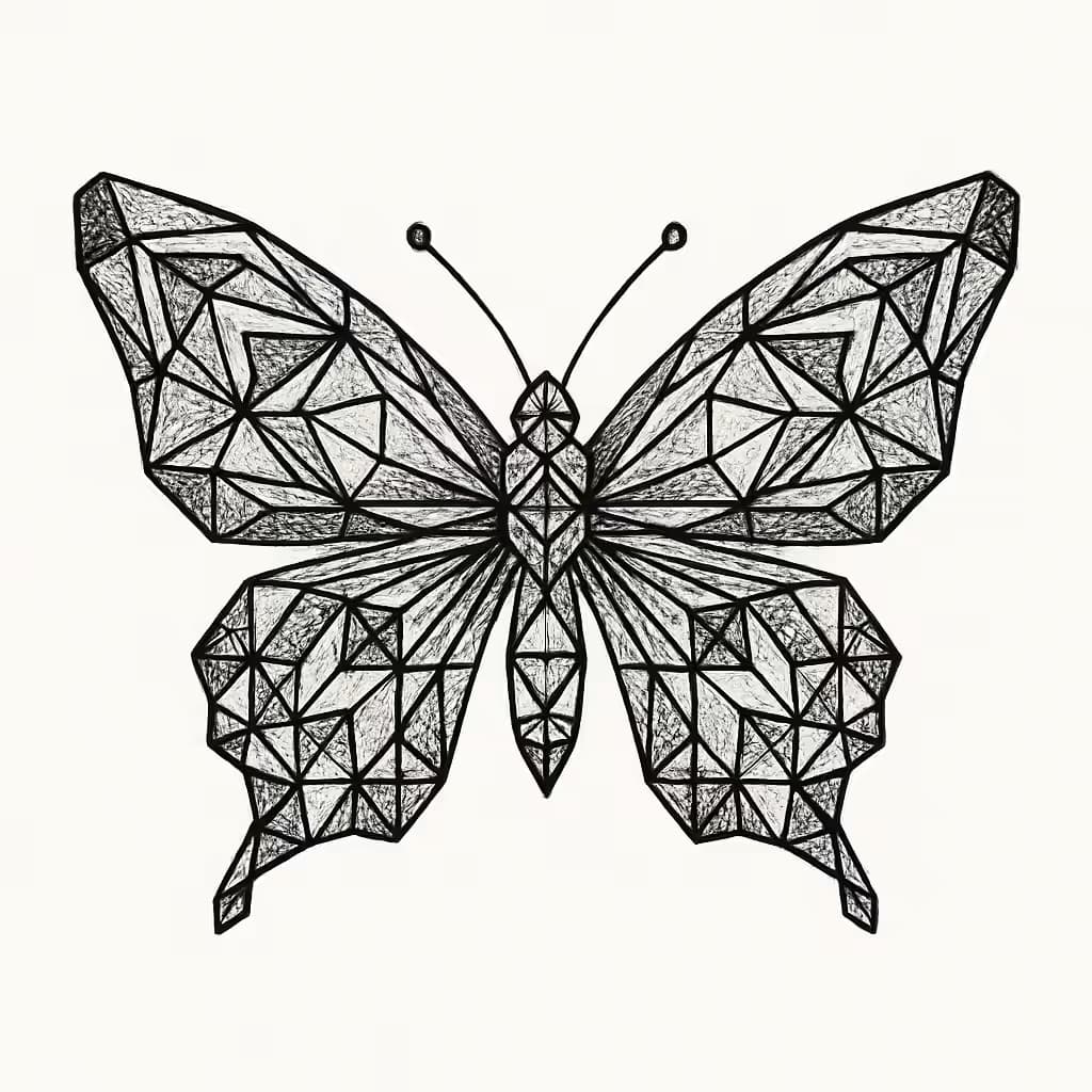 Butterfly Tattoo: Geometric Symmetric Butterfly Design