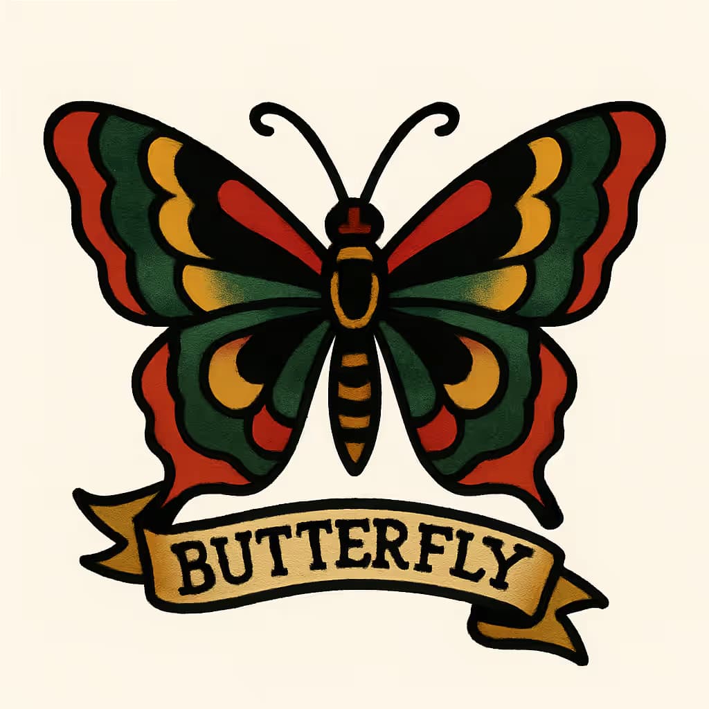 Butterfly Tattoo: American Traditional Banner