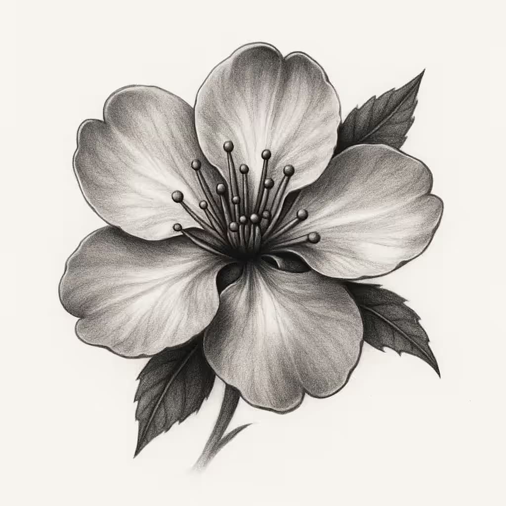 桜の花タトゥー | 写実的なリアリズムデザイン