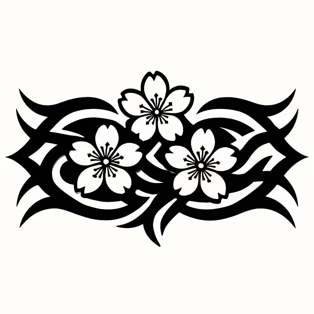 桜のタトゥー部族バンドデザイン