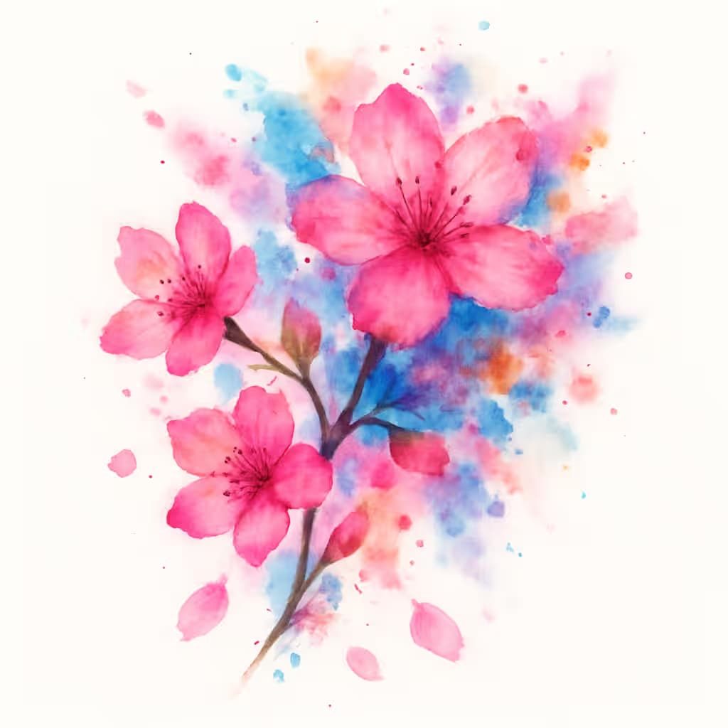 桜のタトゥー 水彩スプラッシュデザイン