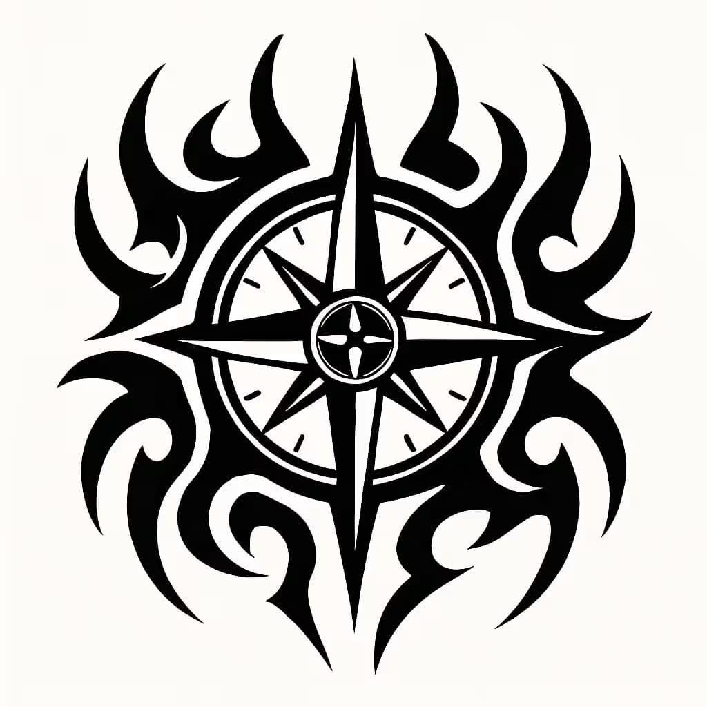 コンパスタトゥー | トライバルモチーフの独自デザイン