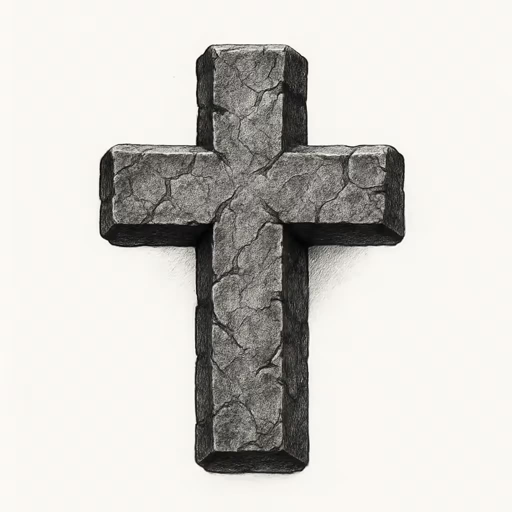 クロスタトゥー | 石造リアリズムの十字架デザイン