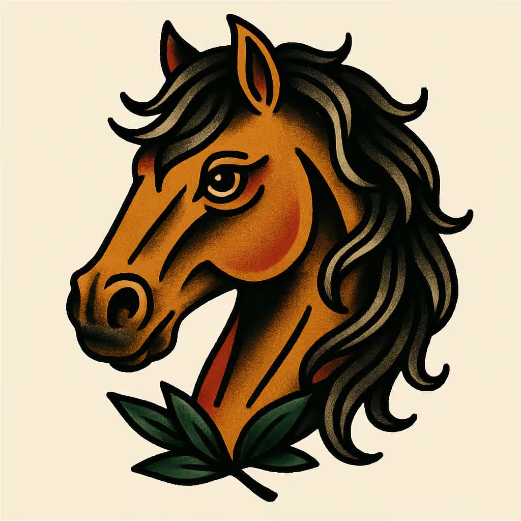 Bold Horse Headshot | American-Traditional Tattoo