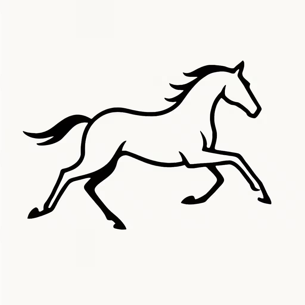 Galloping Dark Horse Silhouette Minimalist Tattoo