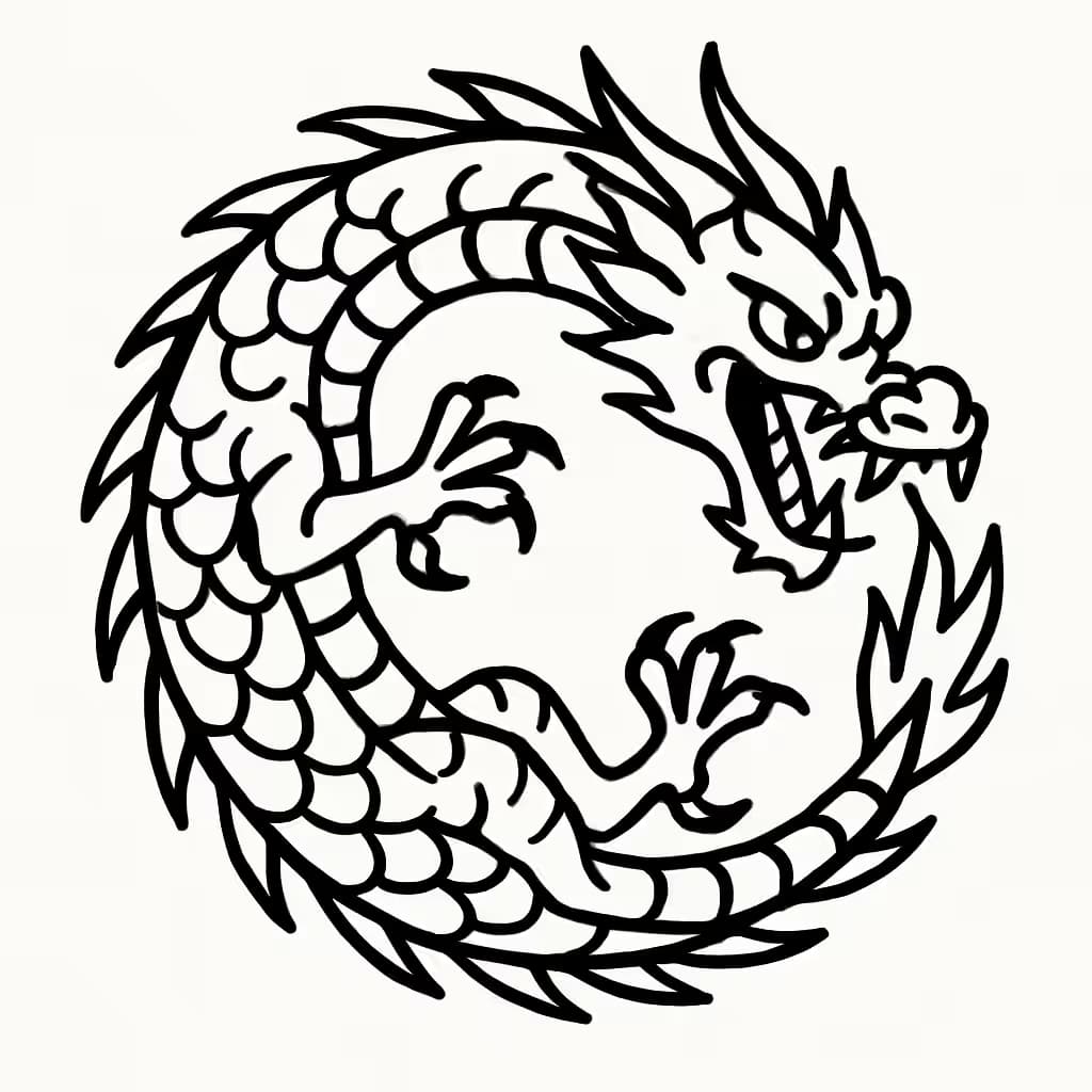 Dragon Tattoo | Classic Coiled Design in Basic Style