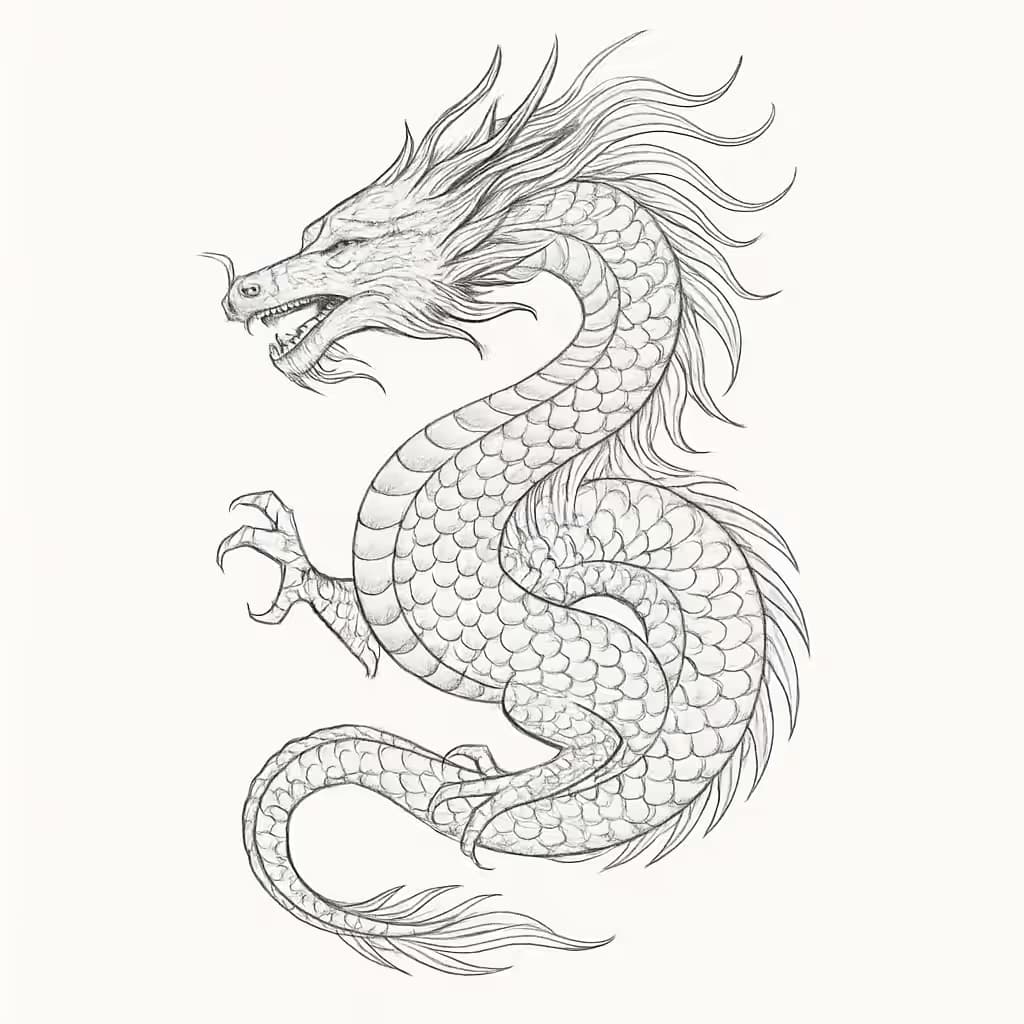 Dragon Tattoo Fine-Line Majestic Side Design