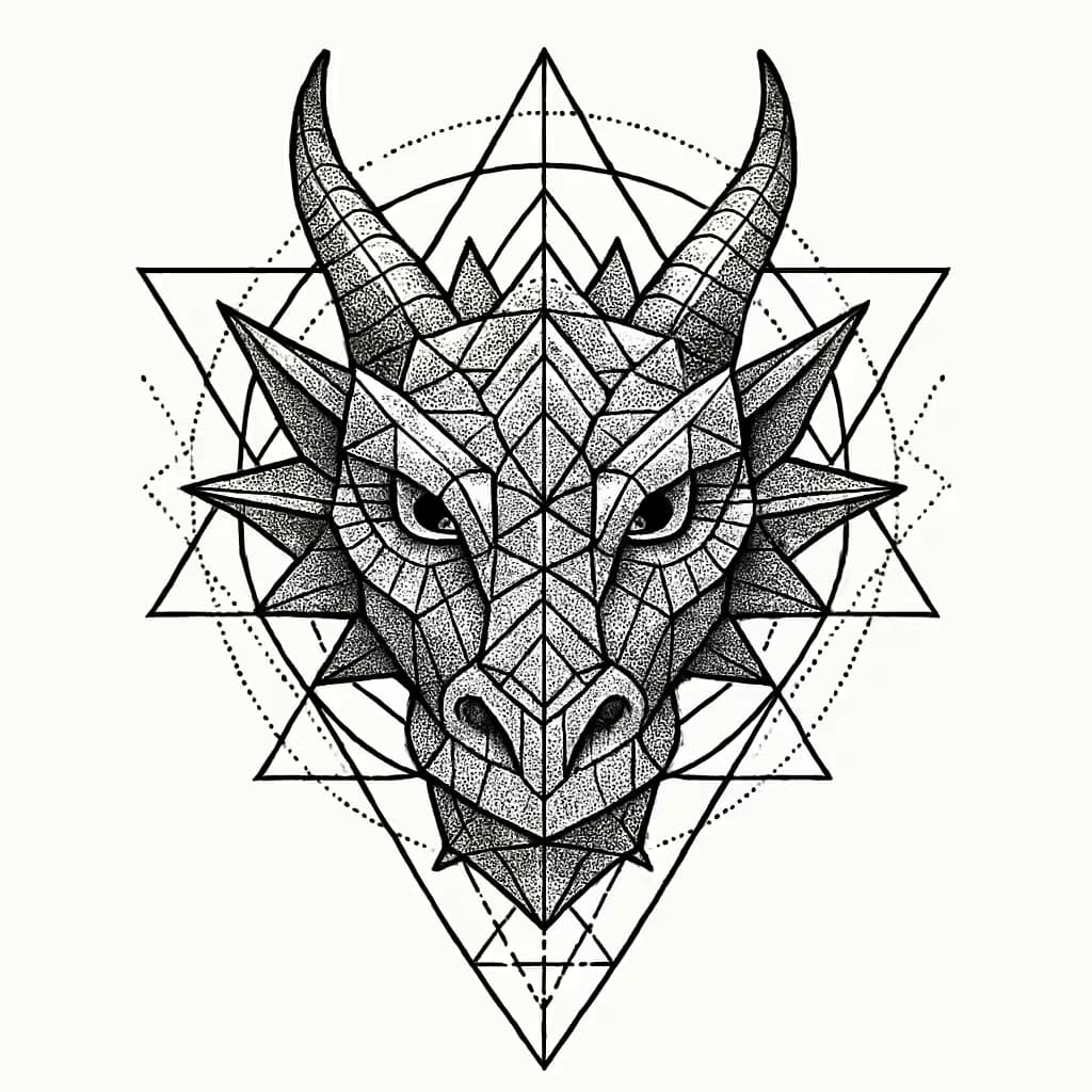 Dragon Tattoo Geometric Design for Modern Style