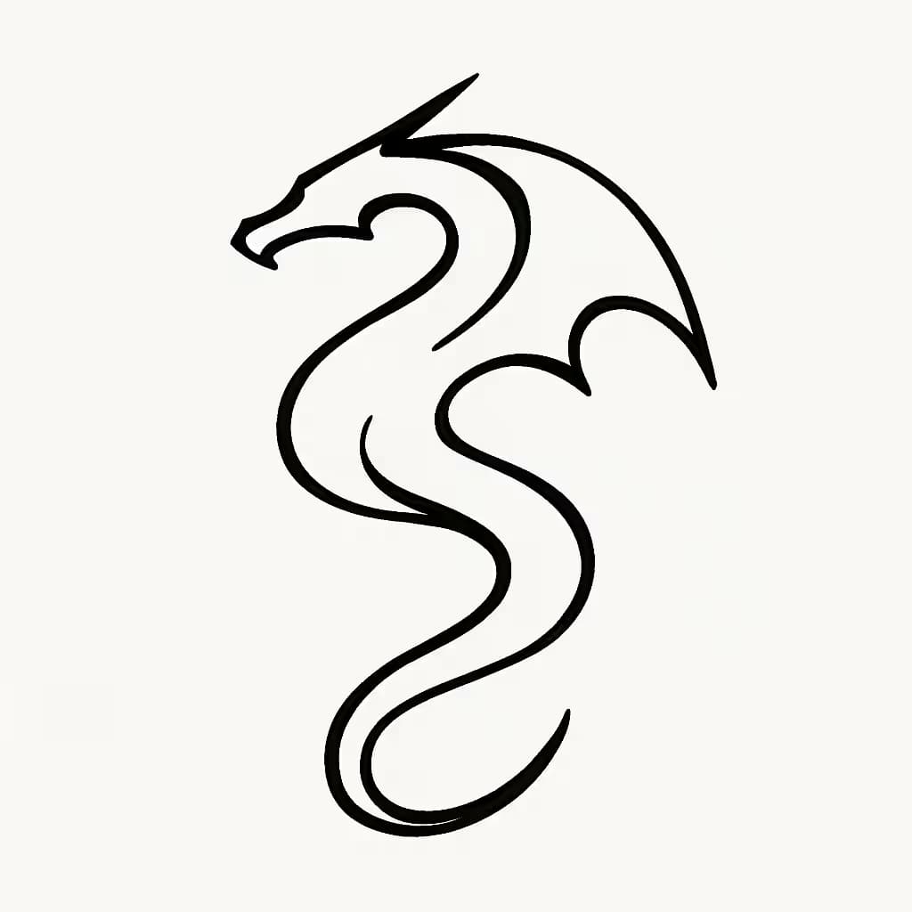 Dragon Tattoo Minimalist Outline Modern Design