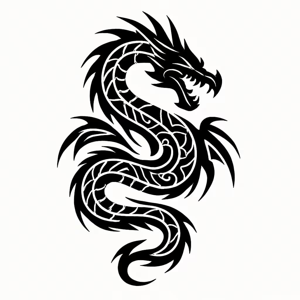 Dragon Tattoo Tribal Design with Bold Serpentine Motif