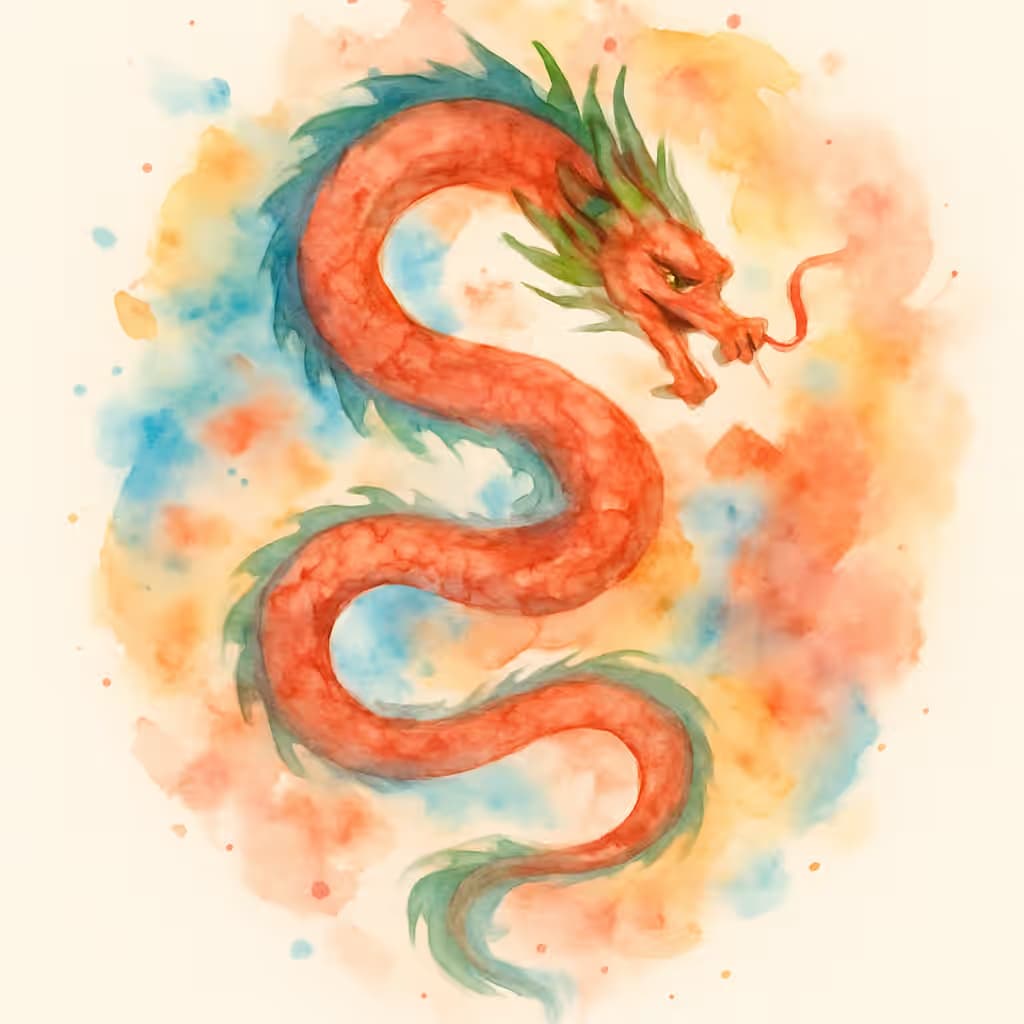 Dragon Tattoo in Watercolor Style: Dreamy Swirls Design