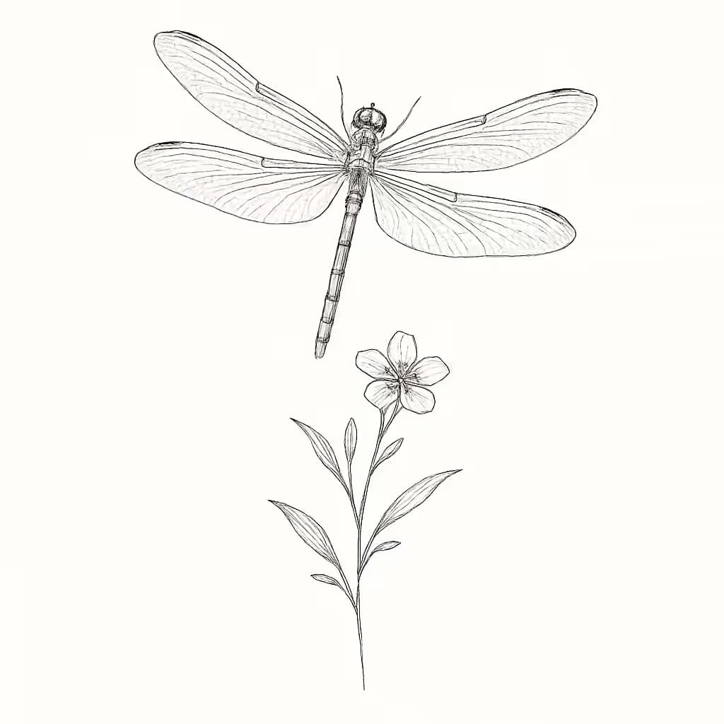 トンボタトゥー | 繊細な細線の美しい調和