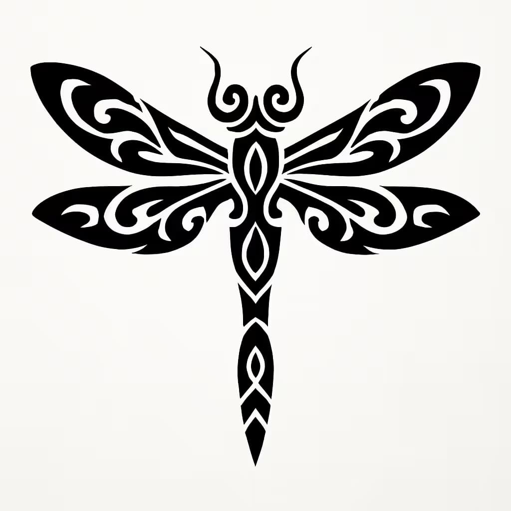 トンボタトゥー部族風エンブレムデザイン