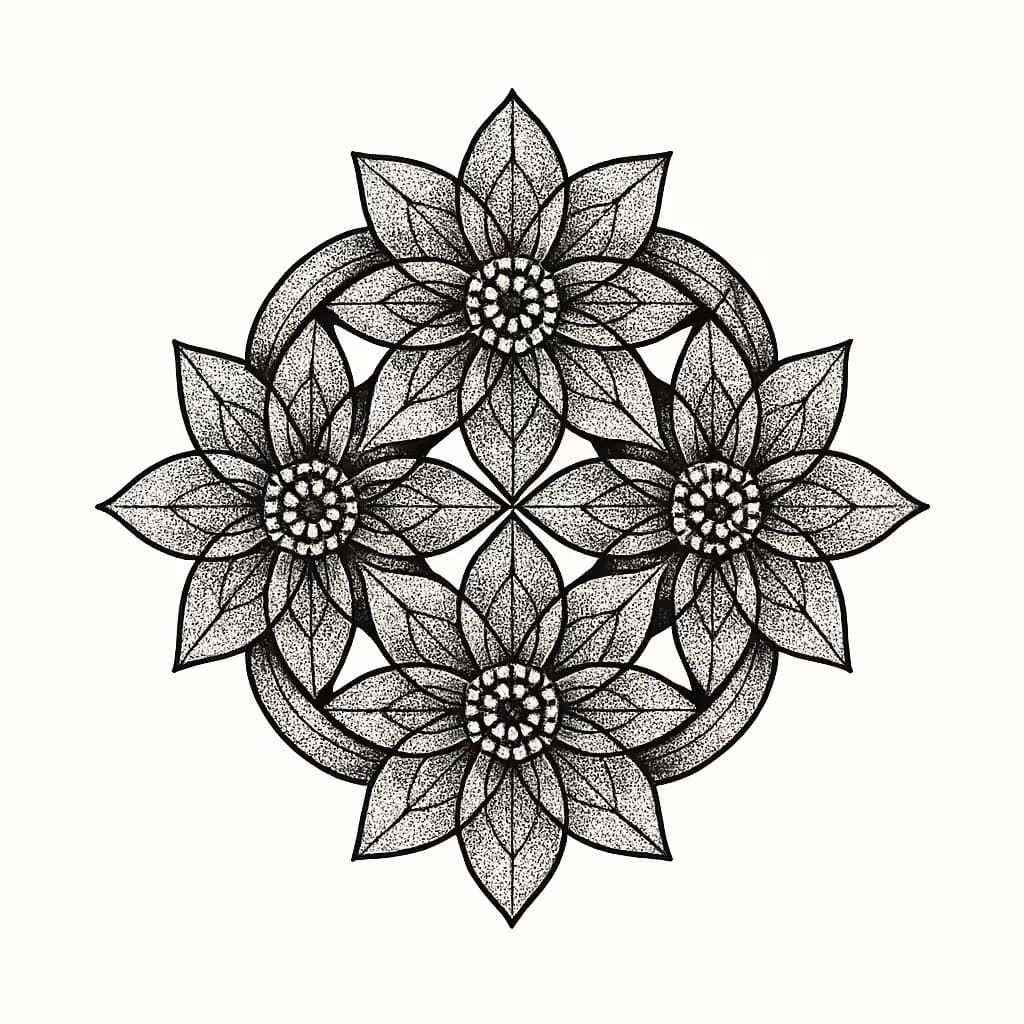 Infinite Flower Loop Geometric Tattoo Design