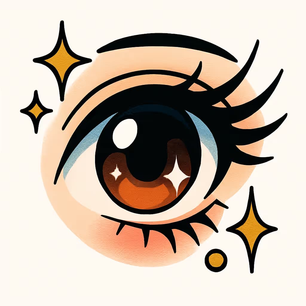 アイタトゥー | アニメ風きらめく目の刺青