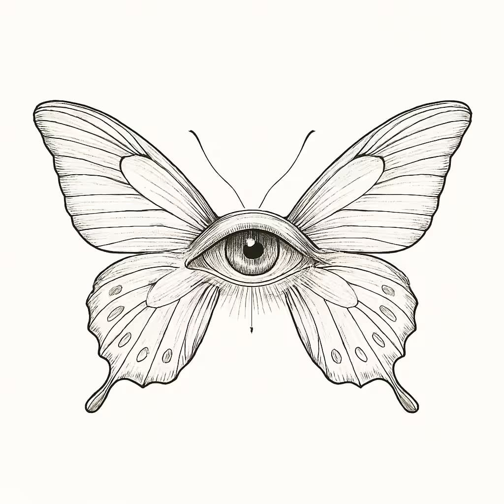 アイタトゥー細線 | バタフライウィングデザイン