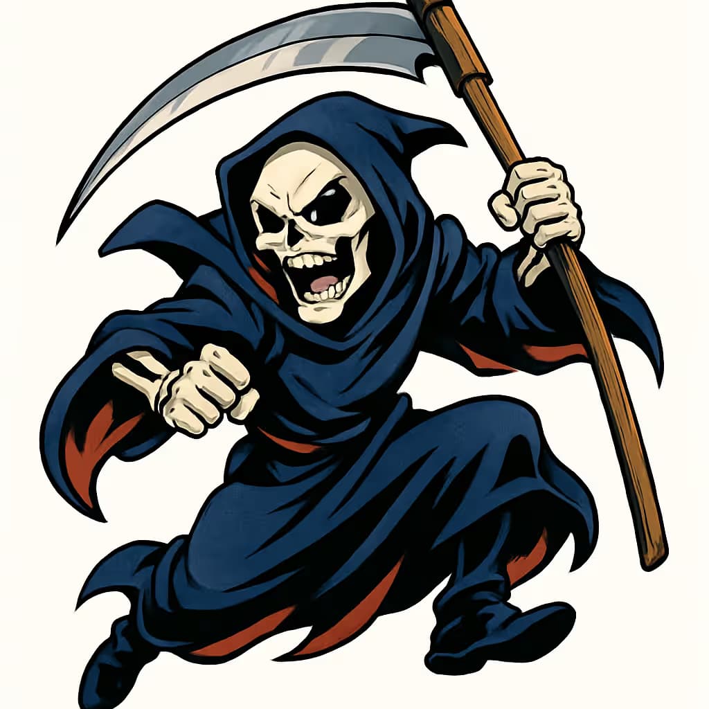 死神タトゥー アニメ風鎌キャラクター