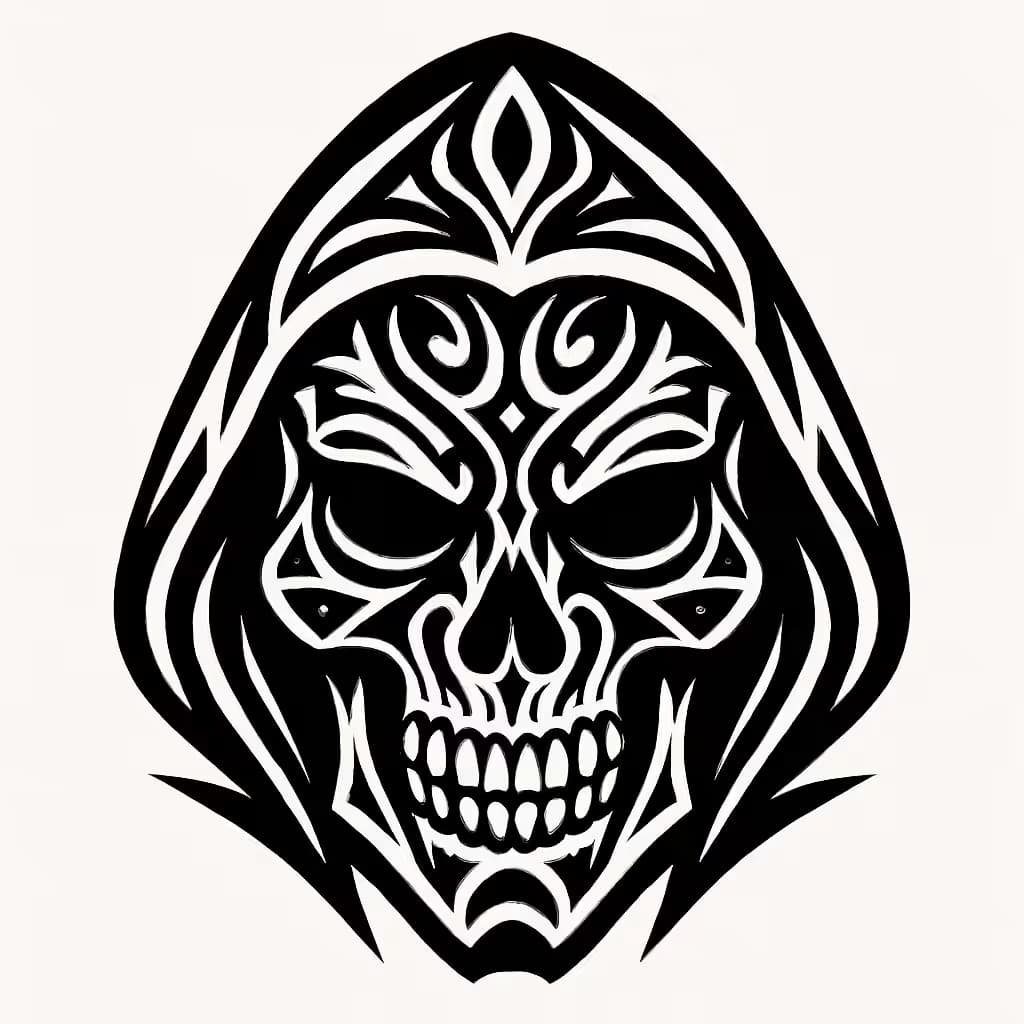 死神タトゥー部族風トライバルグリムリーパー