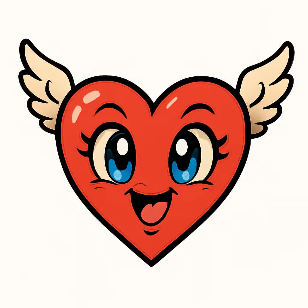 ハートタトゥーとアニメ風翼デザイン