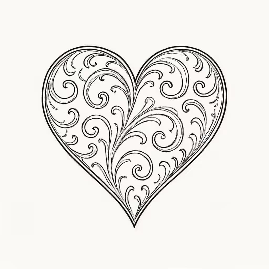ハートタトゥー繊細細線アートデザイン