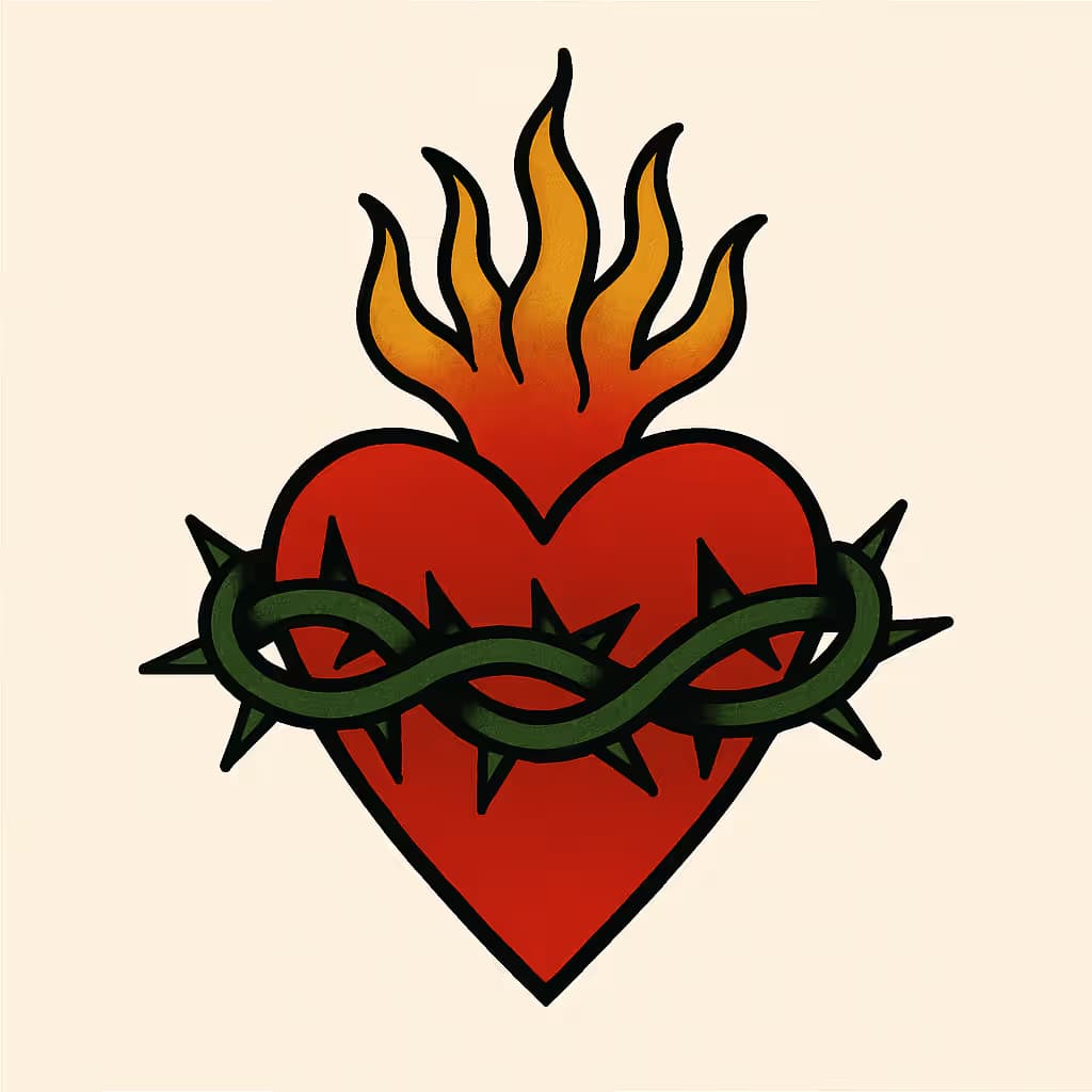 ハートタトゥー | アメリカントラディショナル聖なる心