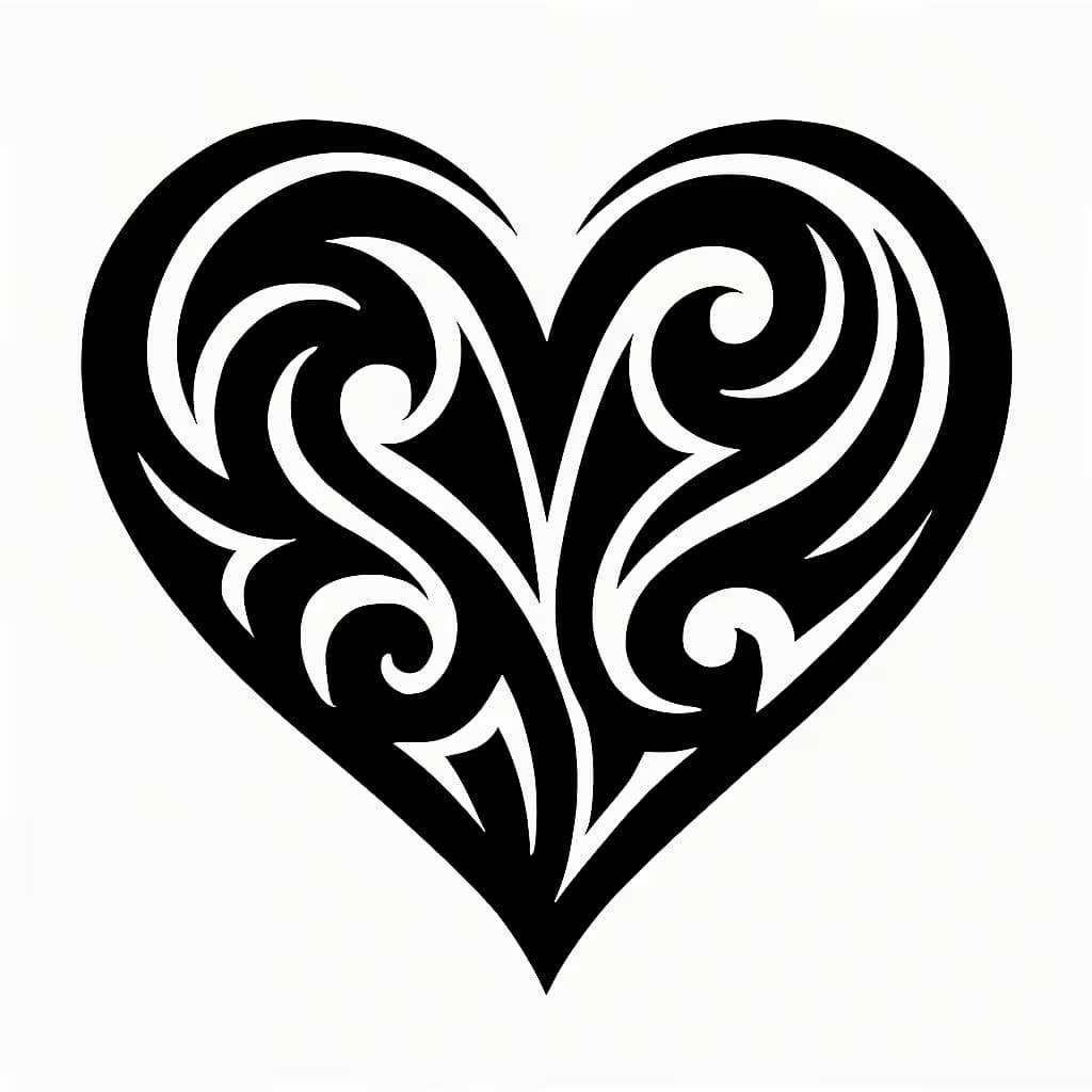 ハートタトゥー | 力強いトライバルデザイン