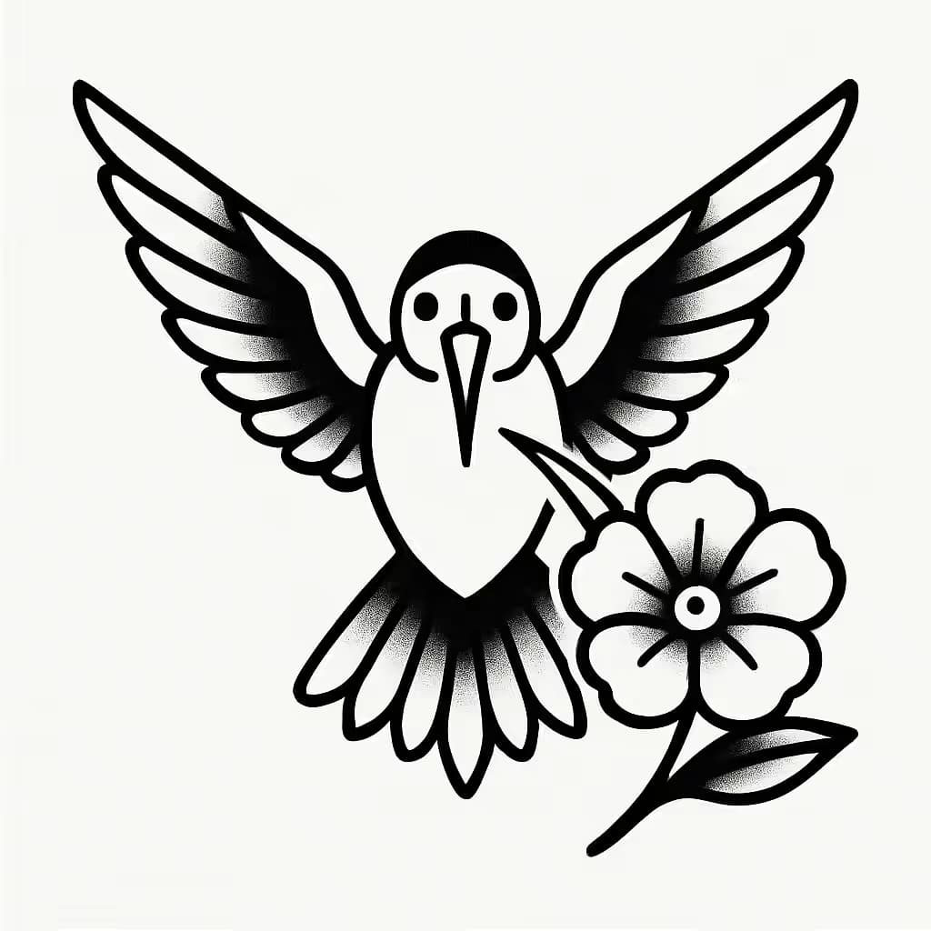 ハチドリタトゥー | ベーシックな美しい構図