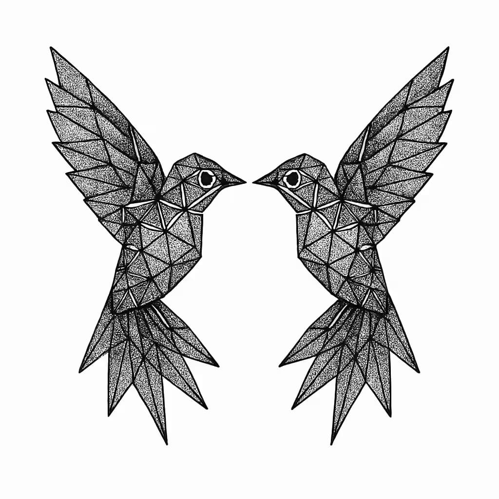 ハチドリタトゥー | 幾何学的なダブルデザイン