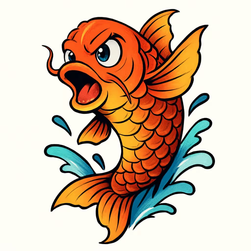 鯉のタトゥー アニメ風躍動デザイン