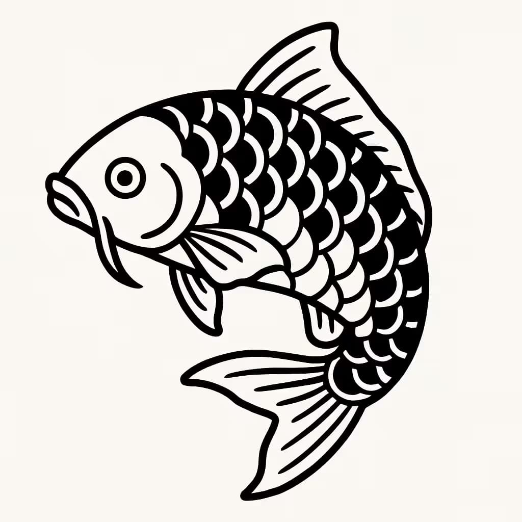 鯉のタトゥー シンプルな横顔デザイン