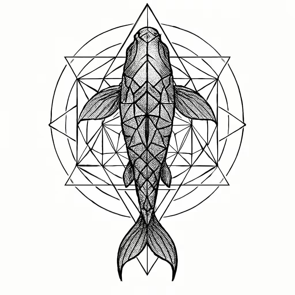 鯉のタトゥー 幾何学デザインで魅せる均整美