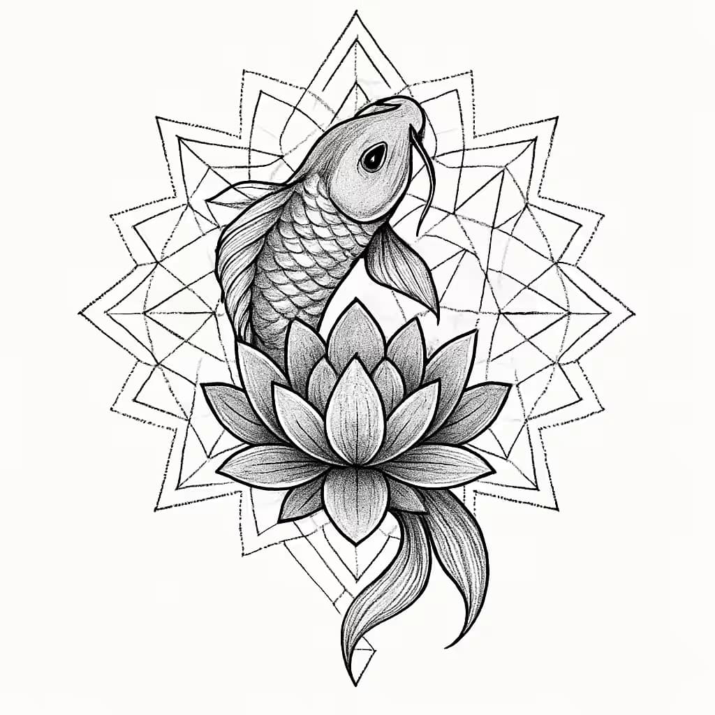 鯉のタトゥー | 幾何学的な美しさと調和