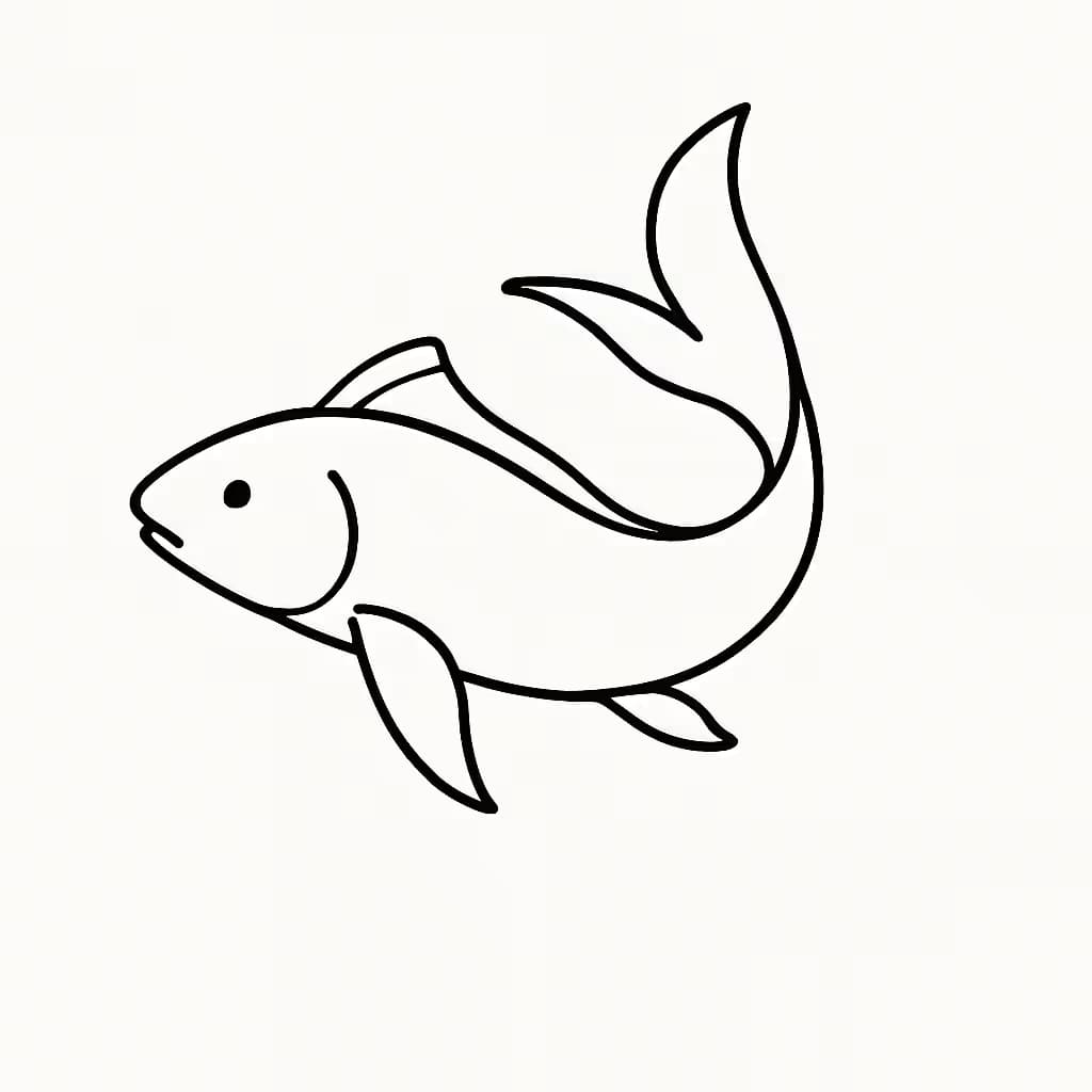 鯉のタトゥー | ミニマリストな美しい輪郭線