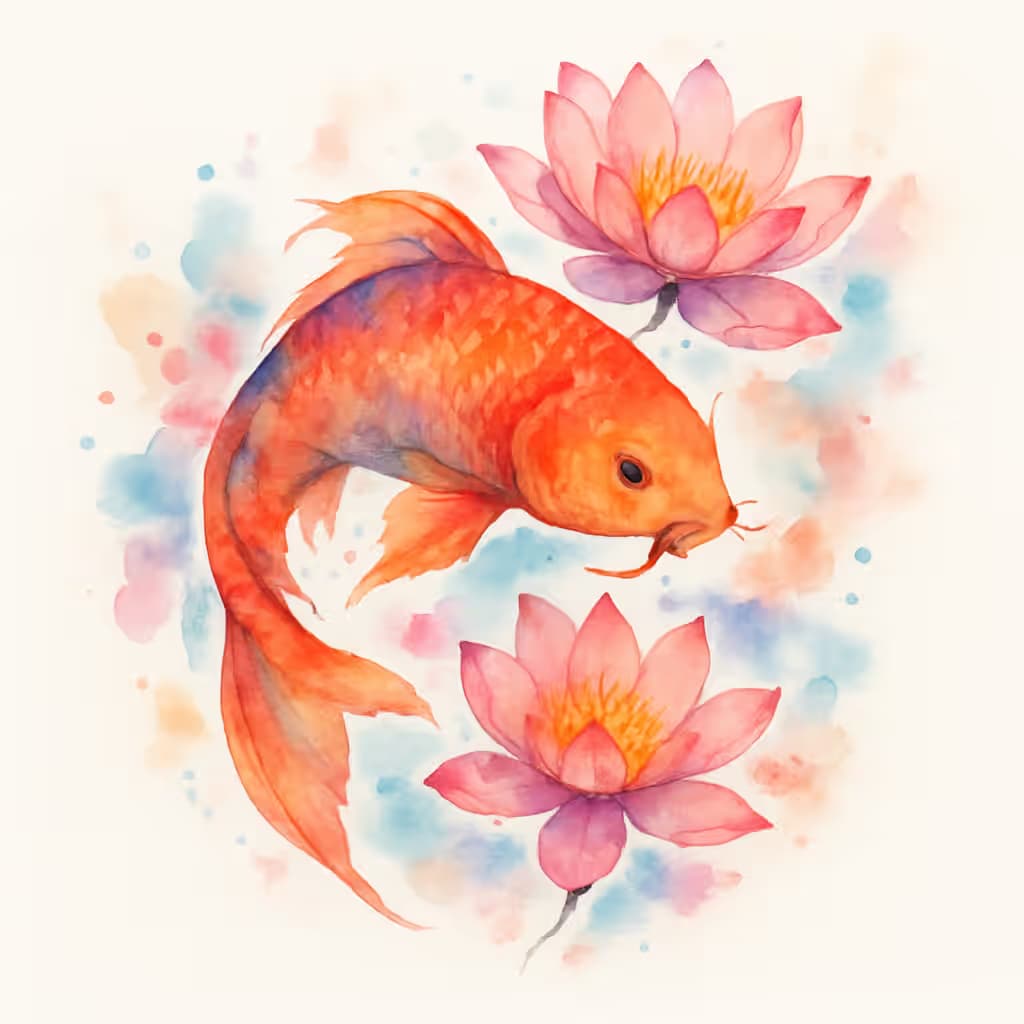 鯉のタトゥー 水彩の美しさが映えるデザイン