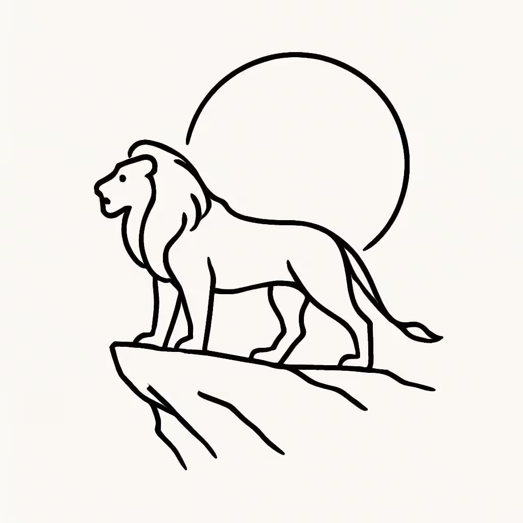 ライオンタトゥー 極簡デザイン 月とシルエット