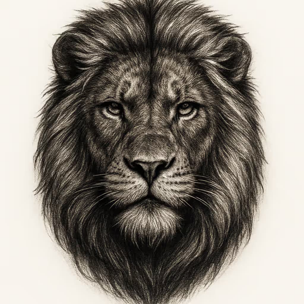 ライオンタトゥー | 写実的な獅子の眼差しデザイン