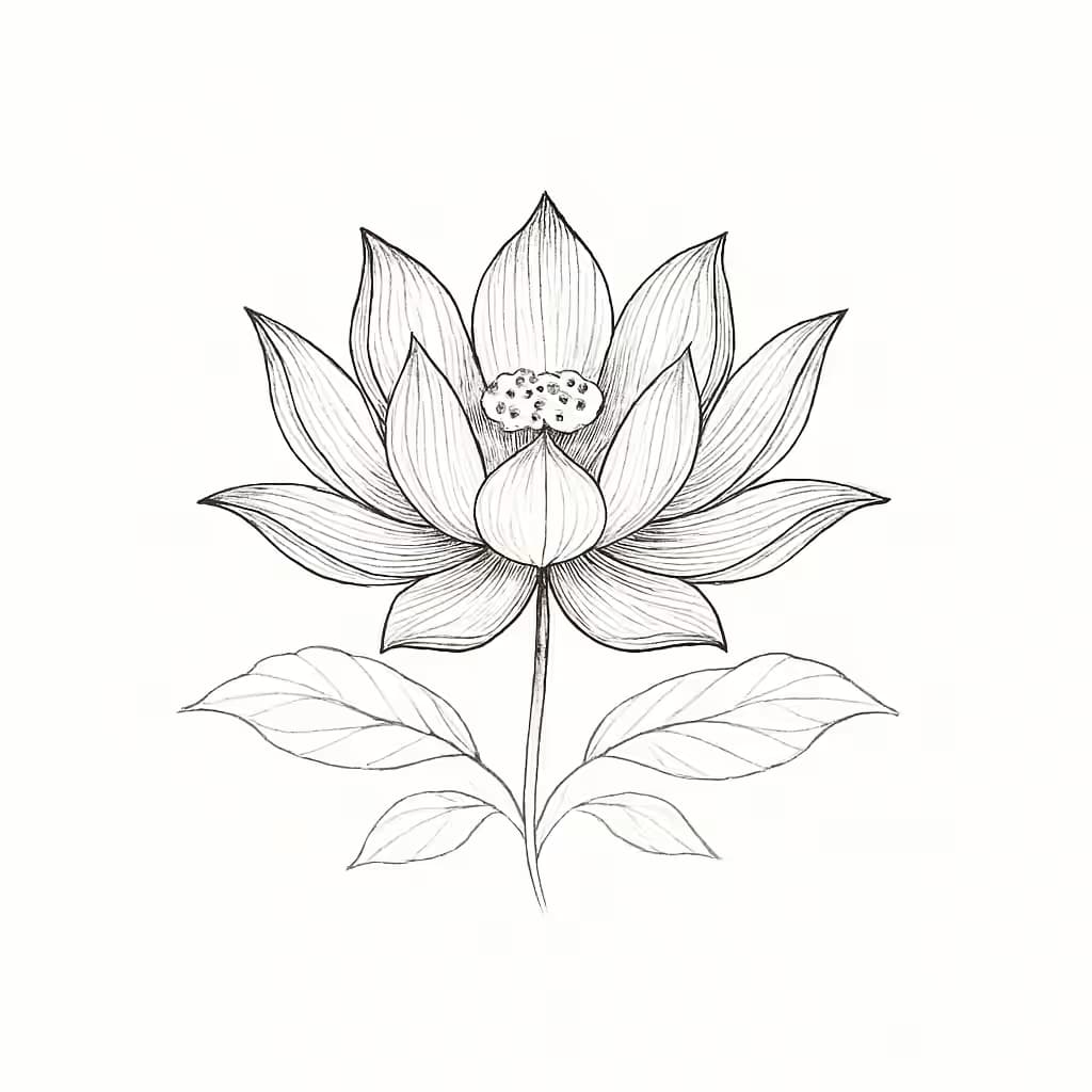 蓮の花タトゥー | 繊細な細線アートデザイン