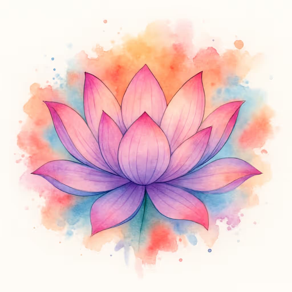 蓮の花タトゥー 水彩風 | 水彩の美と再生の象徴