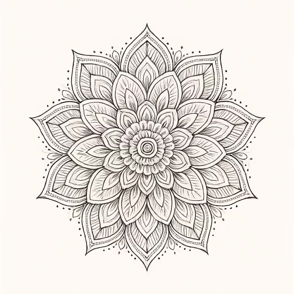Classic Mandala Bloom Fine Line Tattoo Design