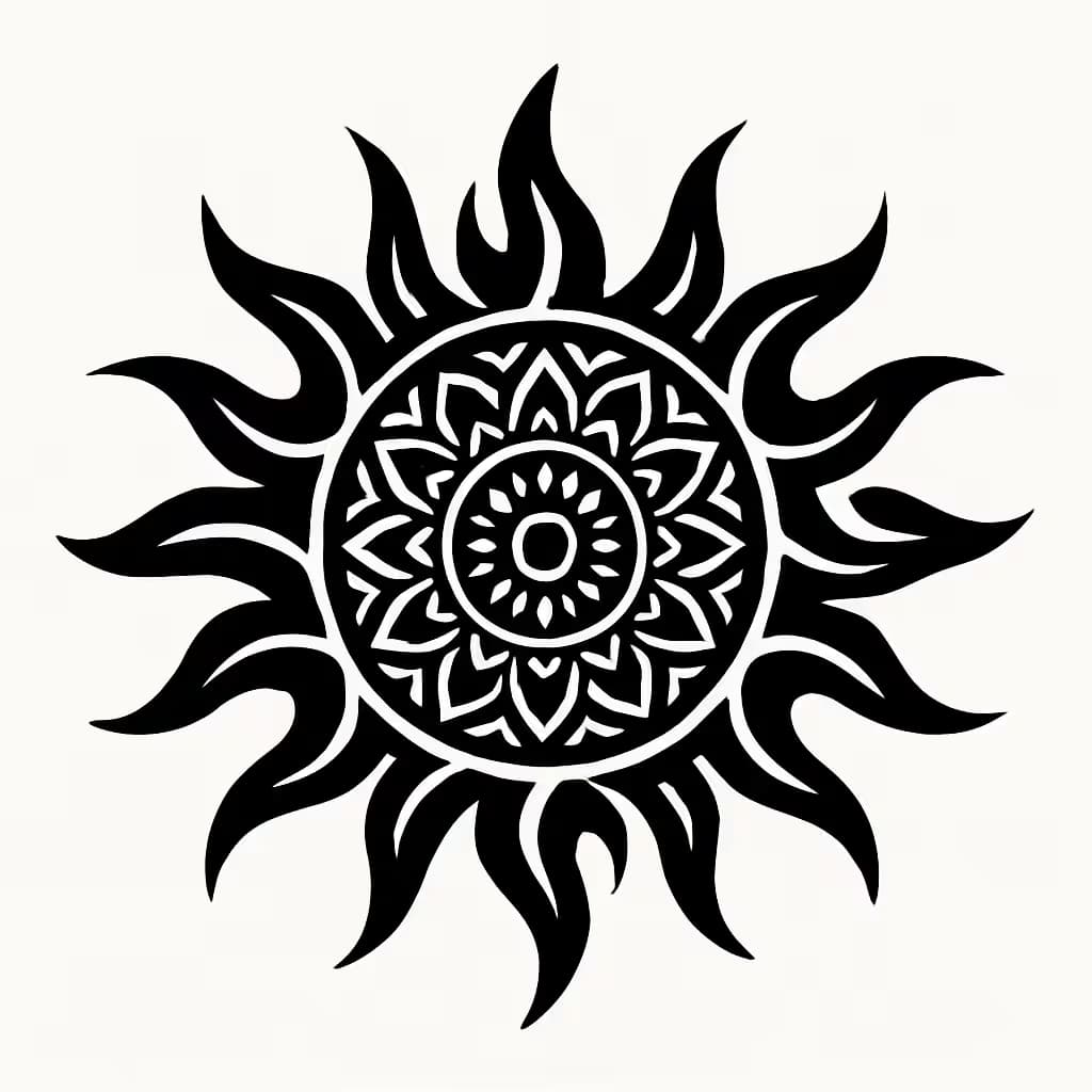 Tribal Mandala Sunburst | Bold Spiritual Tattoo Design