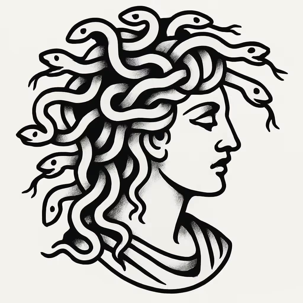 メデューサタトゥー:神秘的な美しさのシンプルデザイン