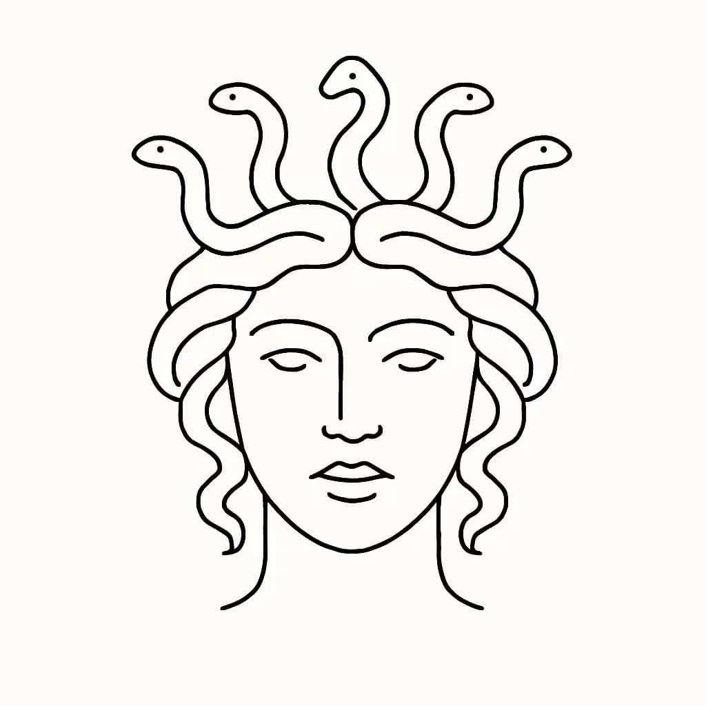 メデューサタトゥー 極細ミニマル蛇王冠デザイン