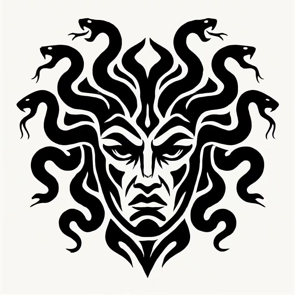 メデューサタトゥー部族風マスクデザイン
