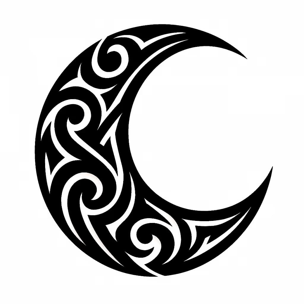 ムーンタトゥー部族風デザインの月紋身