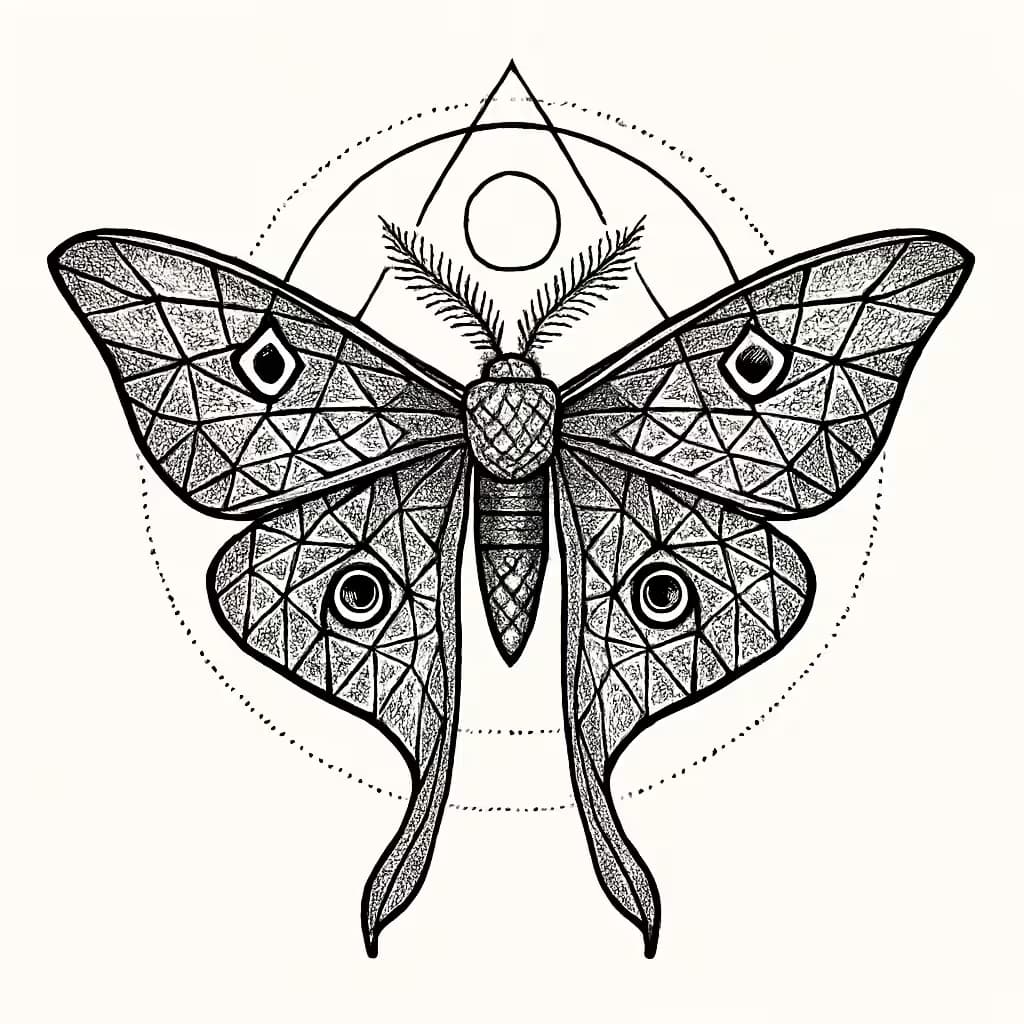 蛾タトゥー対称デザイン | 幾何学的な美