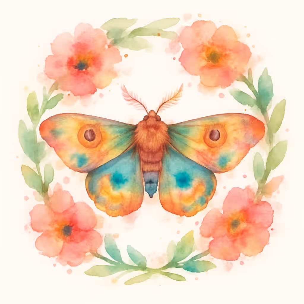 蛾のタトゥー | 水彩フレームの美しいデザイン