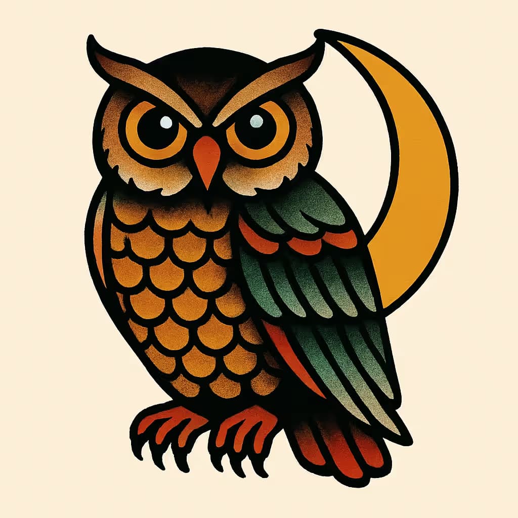 フクロウタトゥー美式伝統デザイン特集